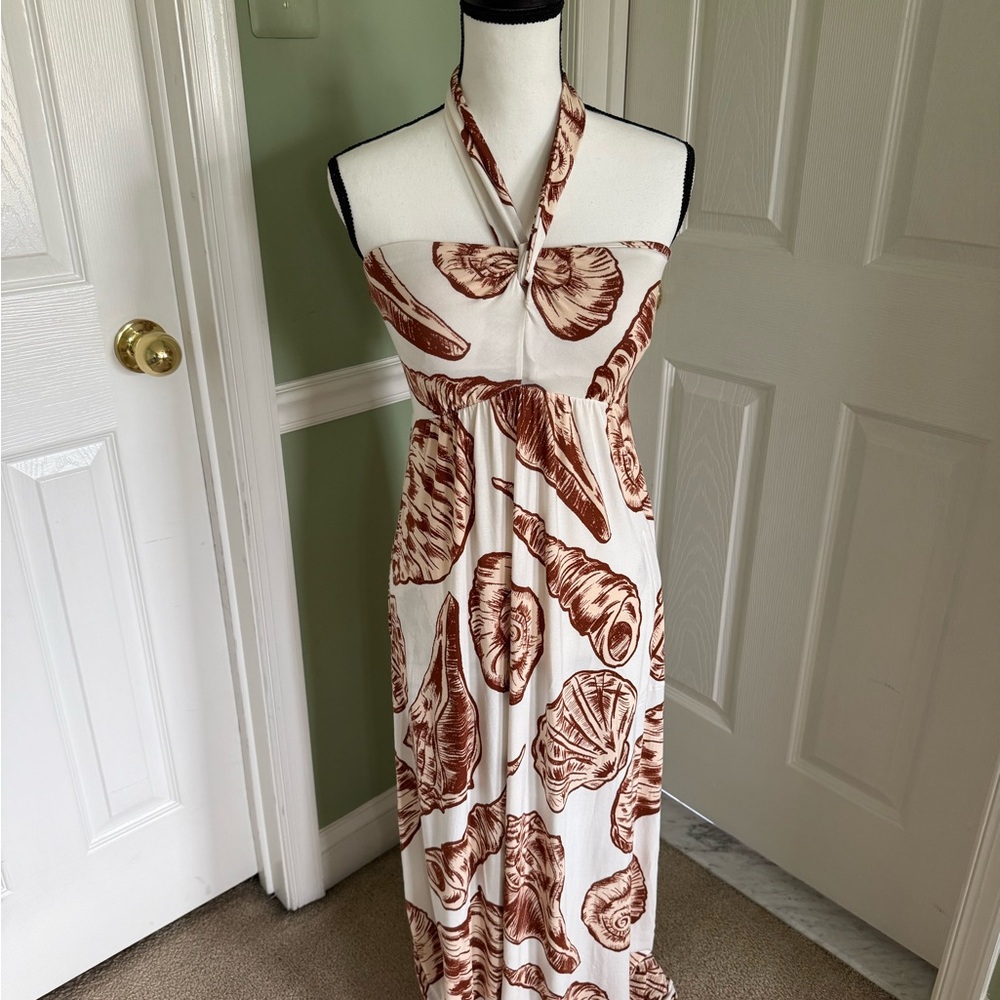 Soma Brown and Cream Halter Sundress